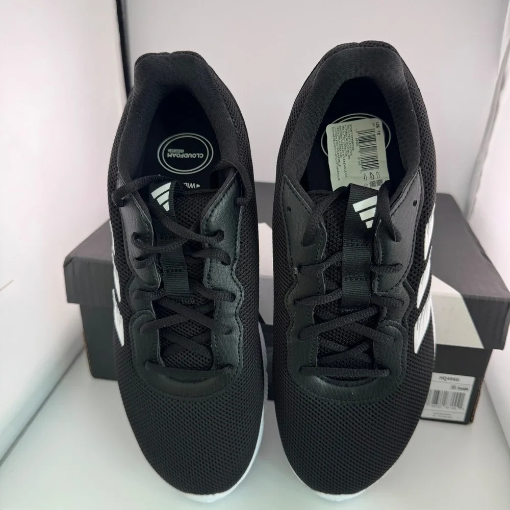 Adidas Cloudfoam Flex Laces Women 10 Black NIB HQ4960 Running Athletic Sneakers